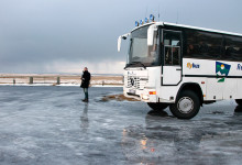 Isig väg vid Eyjafjallajökull vulkan Island