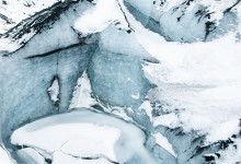 Is landskap på glaciär, Sólheimajökull, Island