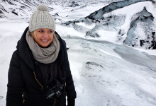 Anki på Sólheimajökull glaciär, Island