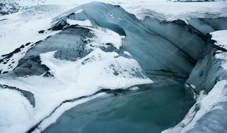 Glaciärsjö Sólheimajökull, Island
