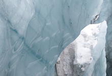 Isväggar vid glaciären Sólheimajökull, Island