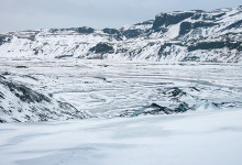 Slutet på glaciärtungan Sólheimajökull, Island