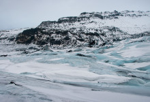 Berg och is på Sólheimajökull, Island