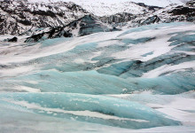 Berg och is på Sólheimajökull, Island