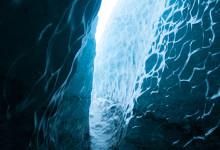 Klyfta i Sólheimajökull glaciär, Island