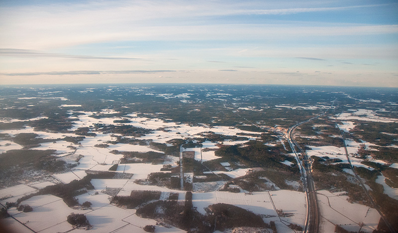 Inflygning över Finland