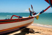 Båt på Sanur strandpromenad, Bali