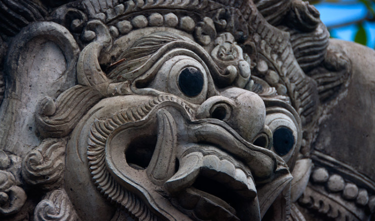 Demon vid Pura Puseh tempel i Ubud Demon vid Pura Puseh tempel i Ubud