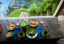 Frukost serverad i Padi House, Bambu Indah Ubud