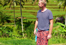 Lasse vid Tegallantang risterasser, Bali Indonesien