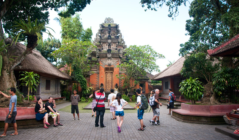 Puri Saren Agung vid det kungliga palatset i Ubud Bali