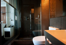 Glasvägg till badrum på the James Hotel i SoHo New York
