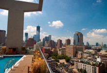 Utsikt över TriBeCa från takvåningen på the James Hotel, NYC