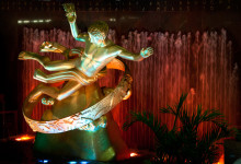 Prometheus Statue at Rockefeller Center by night, New York City