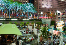 Evening lights by Rockefeller Plaza, New York City
