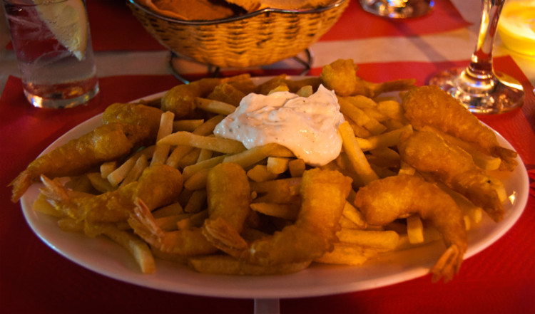 Gambas på Restaurang Aguilar, Estepona