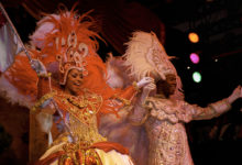 En karneval kung och drottning på Plataforma Sambashow, Rio de Janeiro