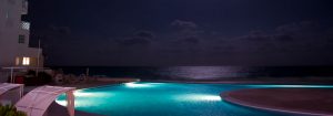 Måne över poolen, Bel Air Collection Hotel, Cancun Mexiko