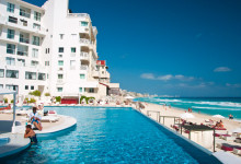 Pool vid karibiska havet, Bel Air Collection Hotel, Cancún Mexiko