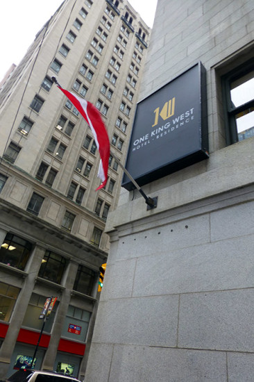 Outside One King West Hotel, Toronto