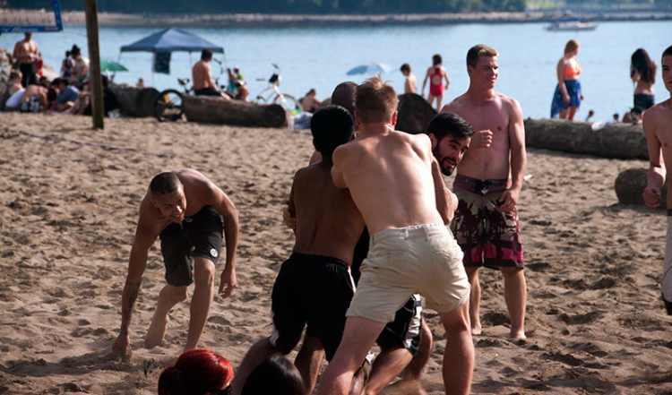 Rugby på stranden, English Bay Beach, Vancouver