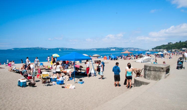Strandpromenad vid Alki strand, Seattle