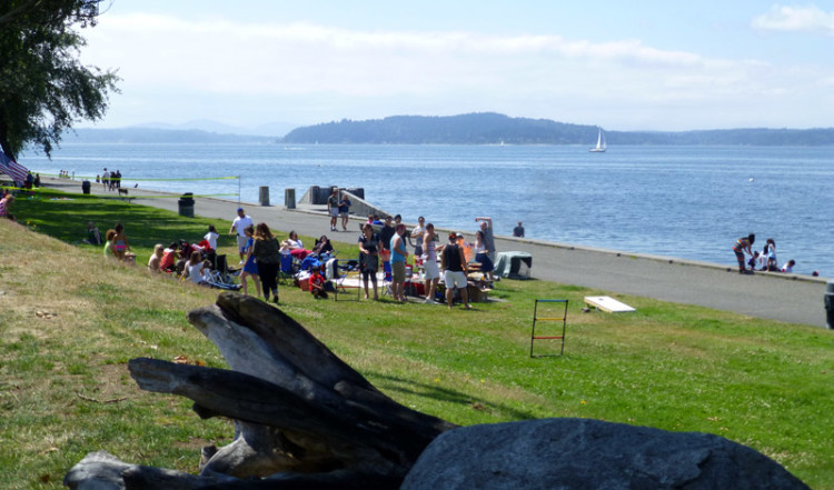4:e juli firande vid Alki beach, Seattle
