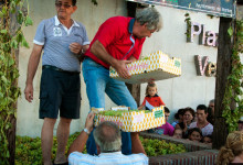 Vindruvorna kommer lastade, Plaza de la Vendimia under Fiesta de la Vendimia i Manilva