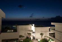 Kvällsvy från vår terass på Papagayo Beach and Design Hotel, Jan Thiel, Curacao