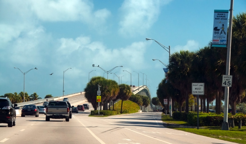 På väg till Key Biscayne, Miami