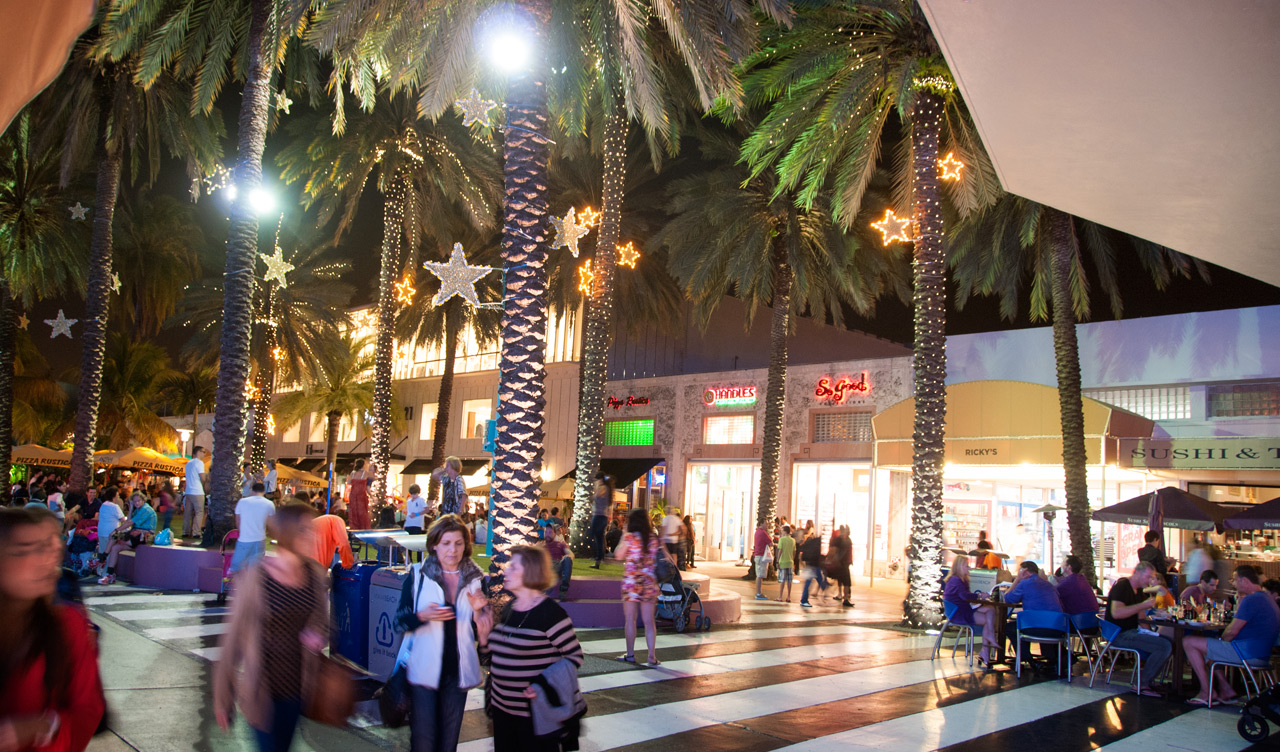 Kväll på Lincoln Road, South Beach Miami