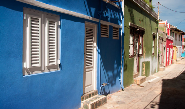 Färgglada hus i centrala Willemstad, Curacao