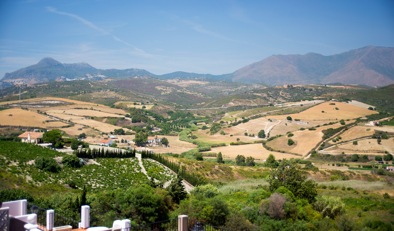 Utsikt över landskapen i Manilva, sett från Monte Viñas