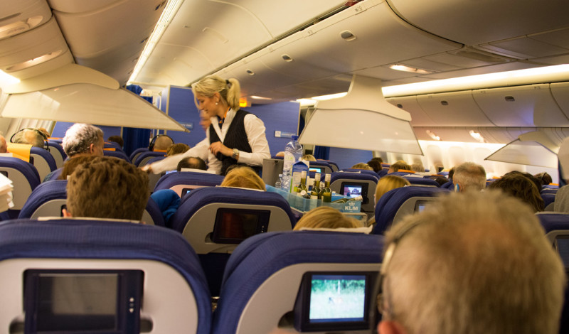 Ombord på KLM flight till Sydafrika