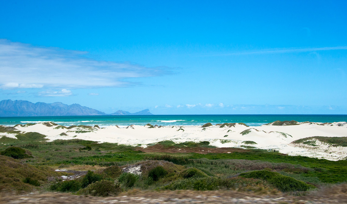 Längst kustvägen och False Bay i Sydafrika