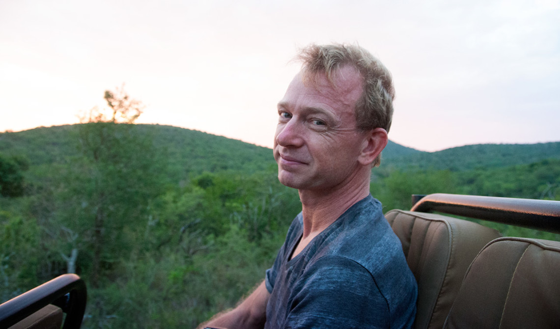 Lars på kvällsturen på Thanda Private Game Reserve