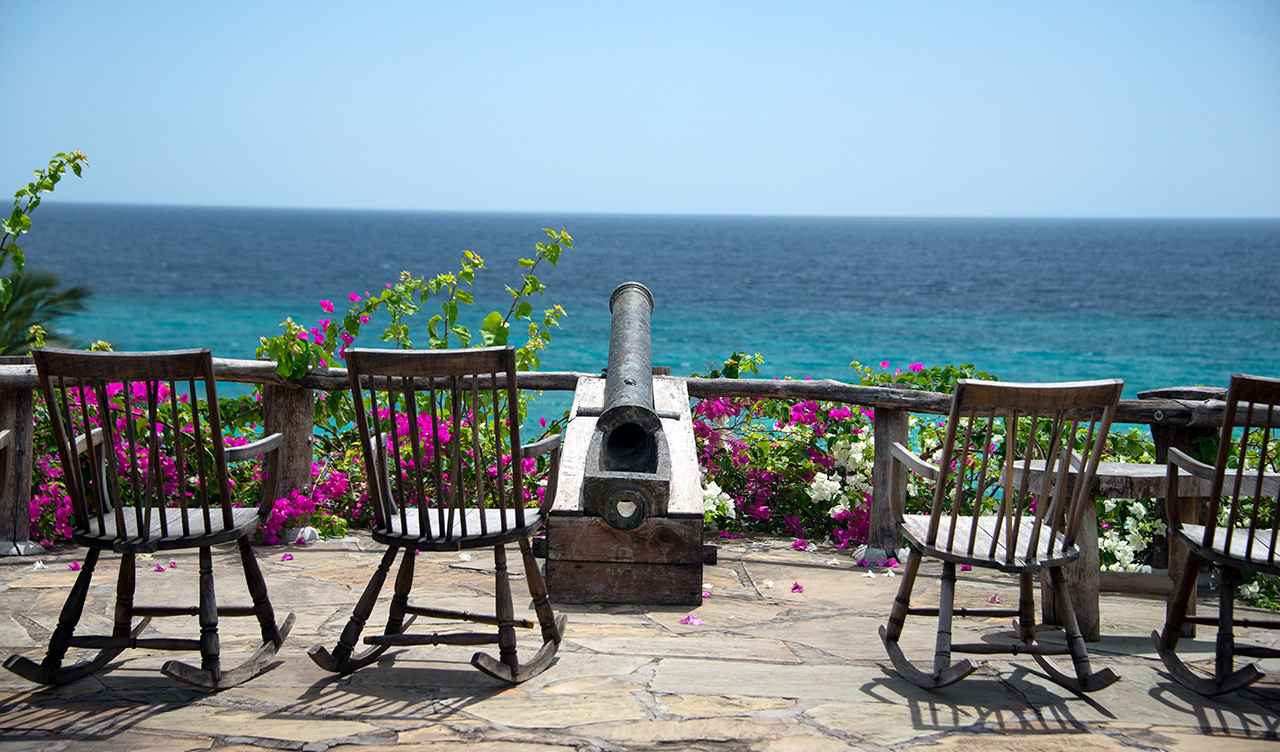 Utsikt från serveringen på Manta Resort, Pemba Island, Tanzania