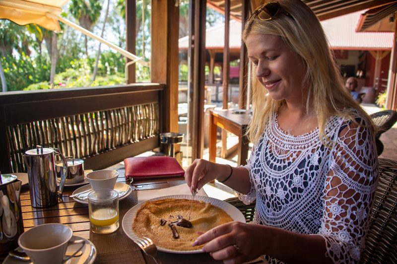 Frukost på Le Cap Est Lagoon Resort, Martinique